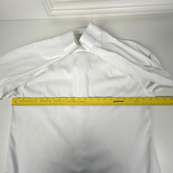 WM H Leishman Dress Shirt Mens 15.5 White Cotton Blend Long Sleeves Barrel Cuffs - Picture 6 of 10